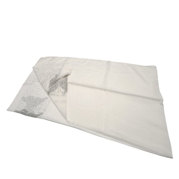 White Butterfly Motif Metal Studded Scarf Long Wide Thin Rectangular Scarf- NEW - Picture 4 of 5